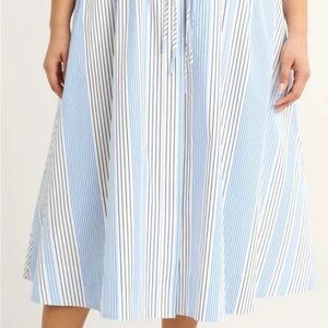 Tie Front Cotton Maxi Striped A-Line Skirt